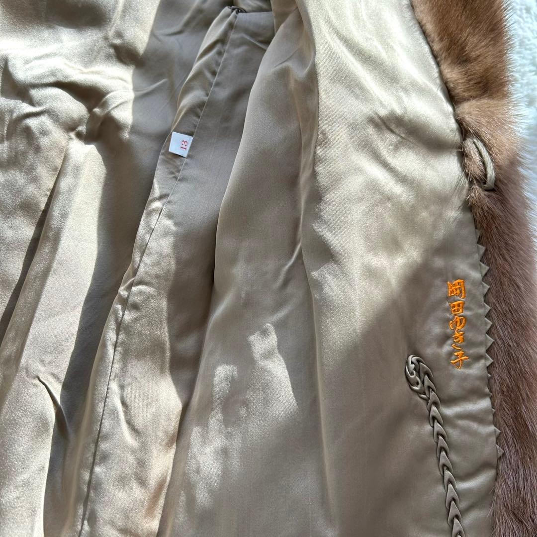 【高級】毛皮 ミンク ファーコート リアルファー　大きいサイズ　13号　ブラウン