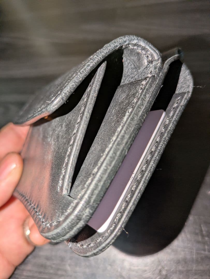 イタリアンレザー マネークリップ式 コンパクトウォレット 総手縫い ハンドメイド