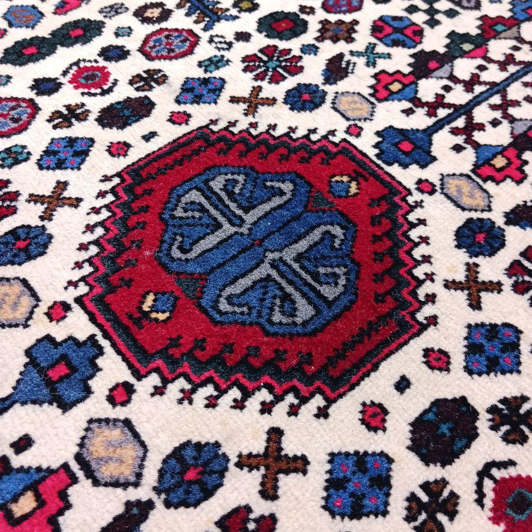 Y1726 ペルシャ絨毯 イラン ウール 手織り105×68㎝ マット