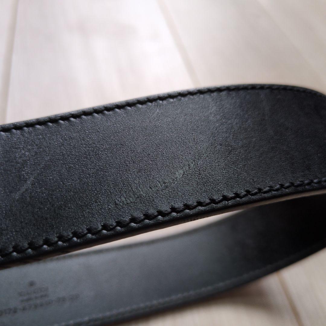 GUCCI ブラックレザー ベルト 132172-479610-75330