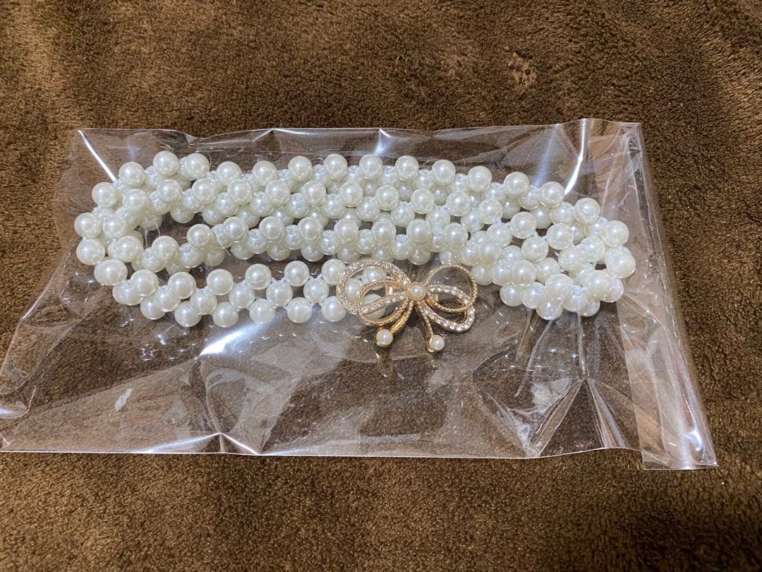 GRL 水彩花柄　浴衣　帯　パール　リボン　帯締め　三点セット