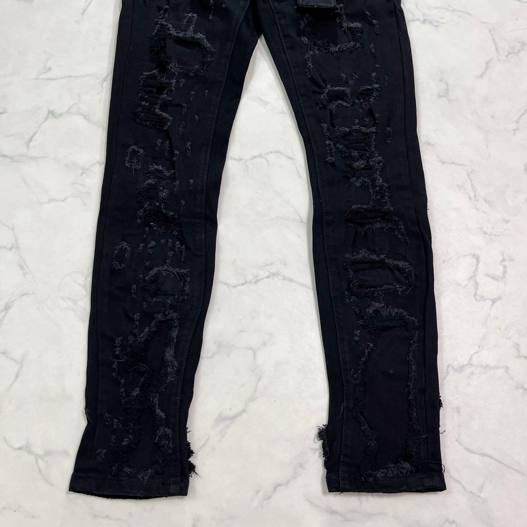 新品バラバサス valabasas クラッシュリペアブラックスキニーデニム 29