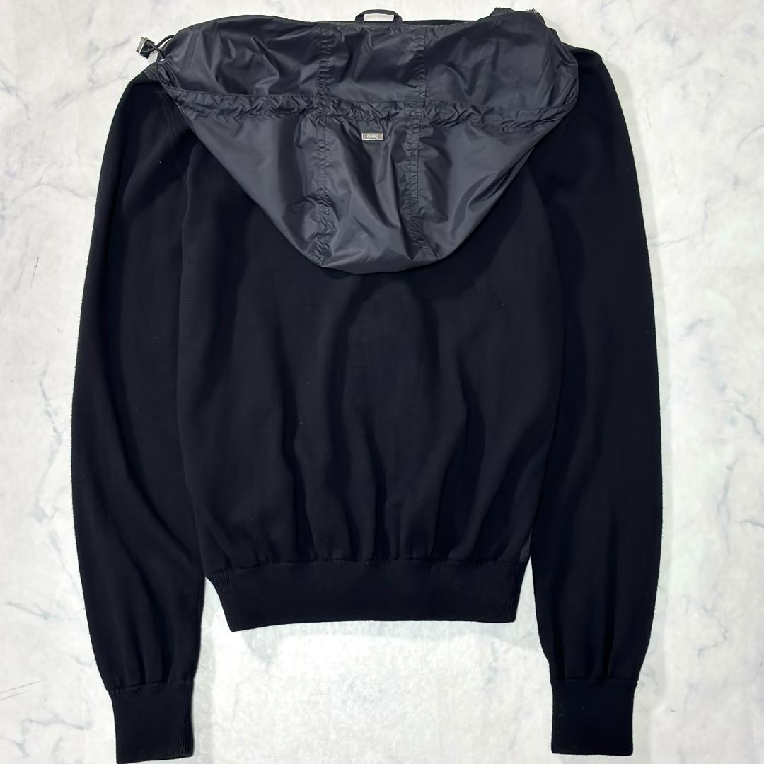 美品 ヘルノ ハイブリッドナイロンジャケット ニット切替 紺 46 tt1