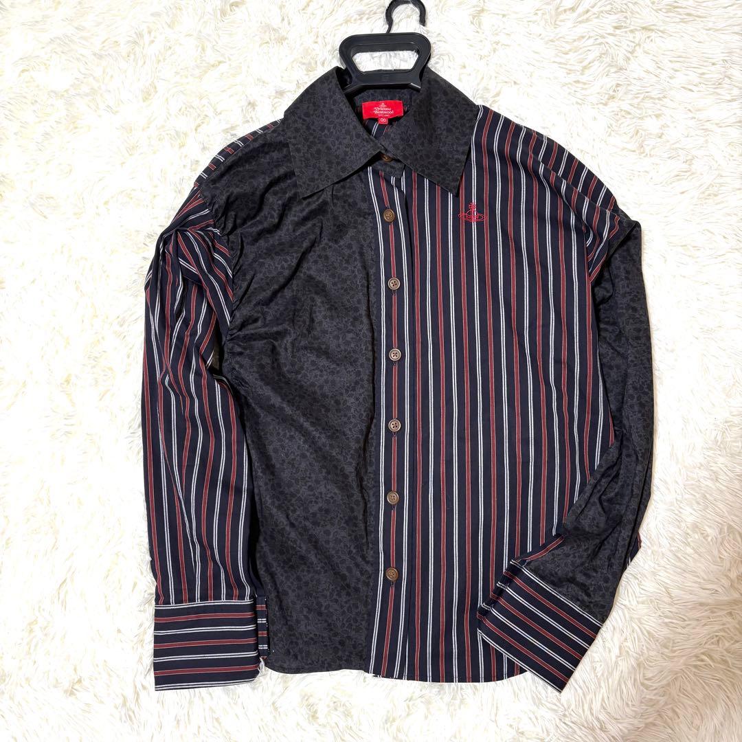 ヴィヴィアンウエストウッド 変形シャツ ブラウス 花柄 ストライプ柄