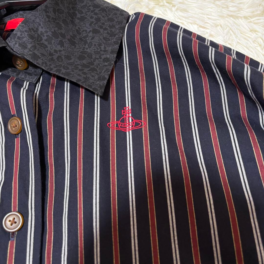 ヴィヴィアンウエストウッド 変形シャツ ブラウス 花柄 ストライプ柄