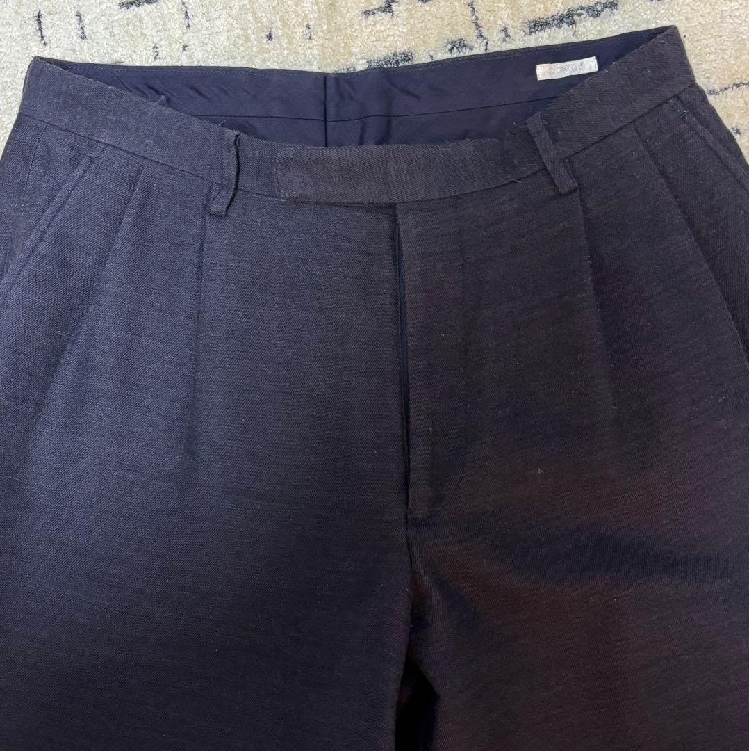 aki様COMOLI ウールリネン 2タックパンツ ネイビー サイズ3 15AW