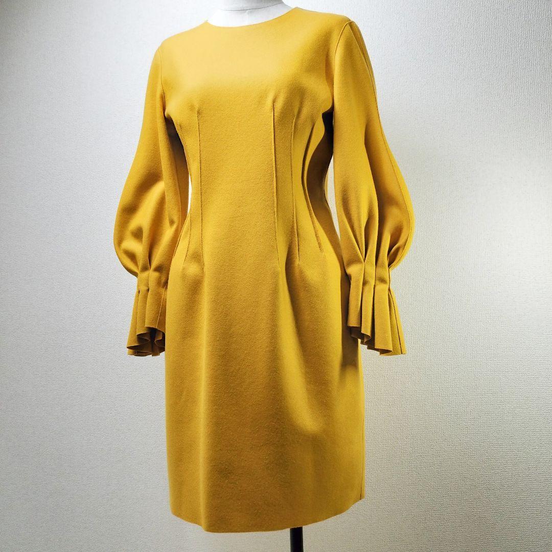 ランバン　LANVINCOLLECTION　ボリュームスリーブワンピ　マスタード