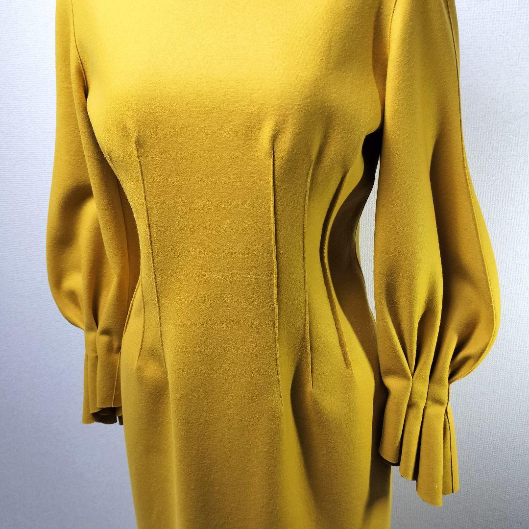 ランバン　LANVINCOLLECTION　ボリュームスリーブワンピ　マスタード
