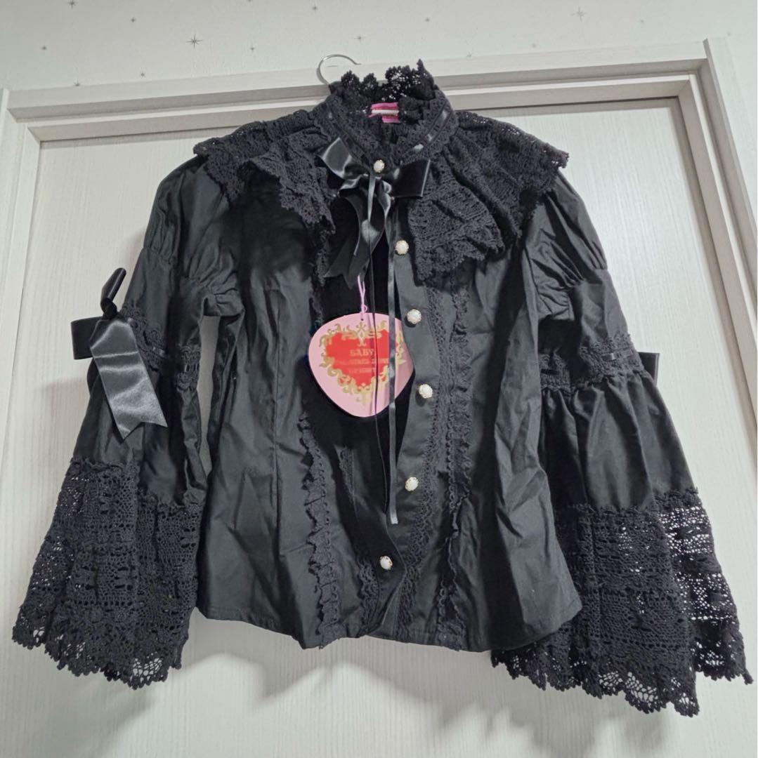 エリザベス　ブラウス　黒×黒　BABY ロリィタ　シャツ　姫袖