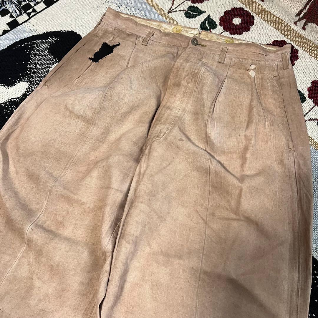50s リネン スラックス ピンク ベージュ 60s レーヨン ギャバジン