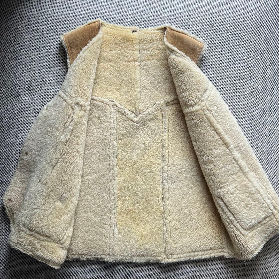 希少70's~80's vintage ムートンベスト　シープスキン　キャメル