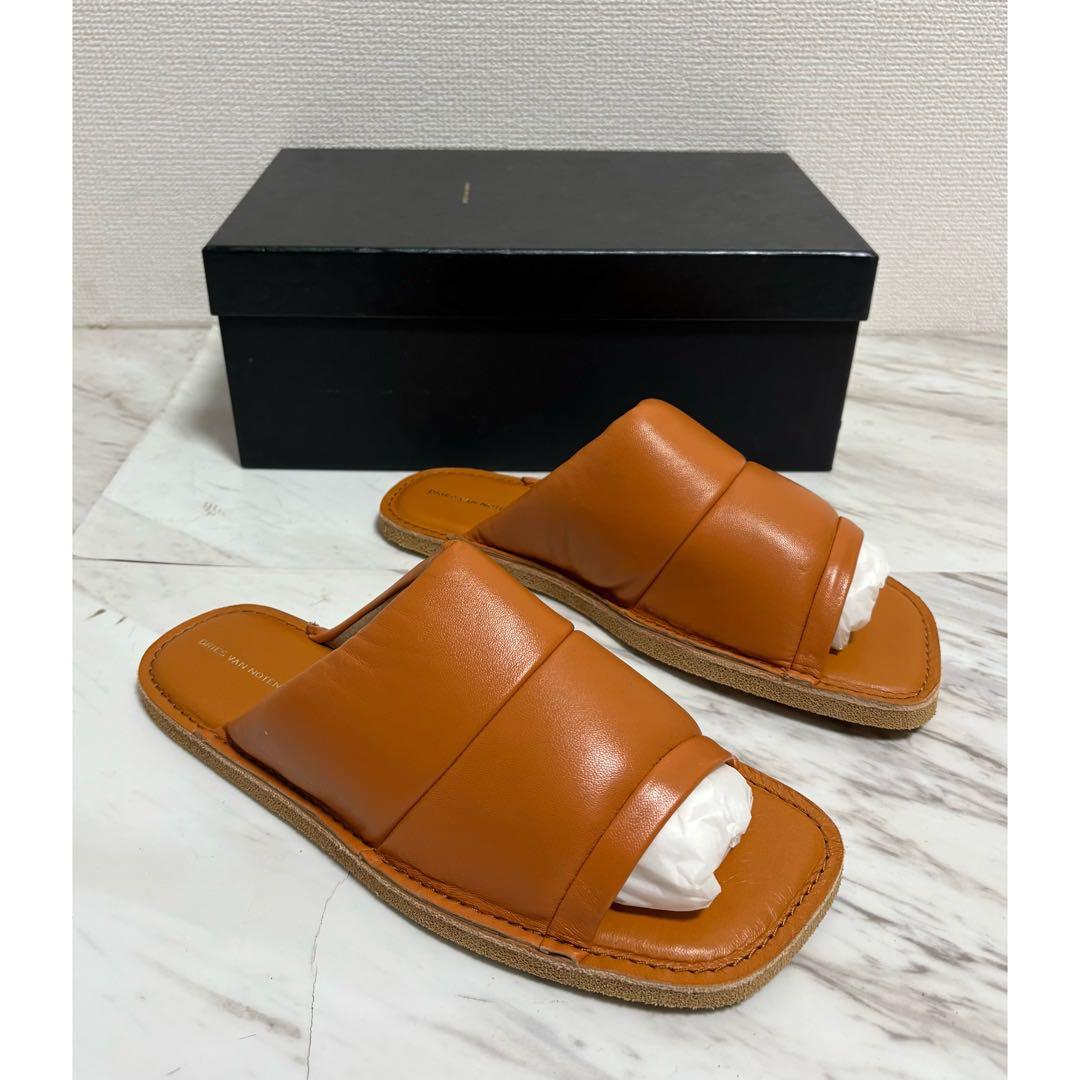 新品 dries van noten ラムレザー スクエア 本革 サンダル