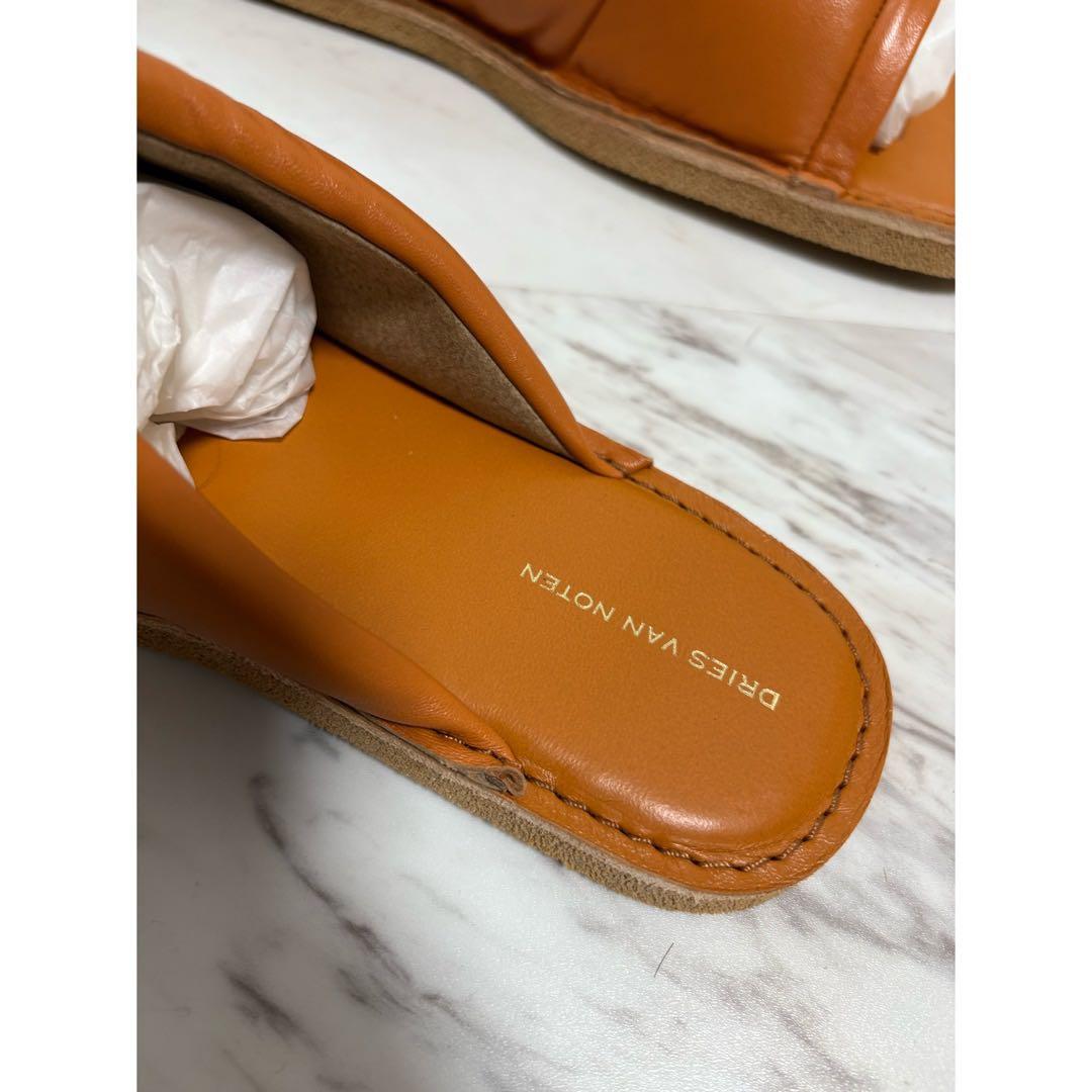 新品 dries van noten ラムレザー スクエア 本革 サンダル