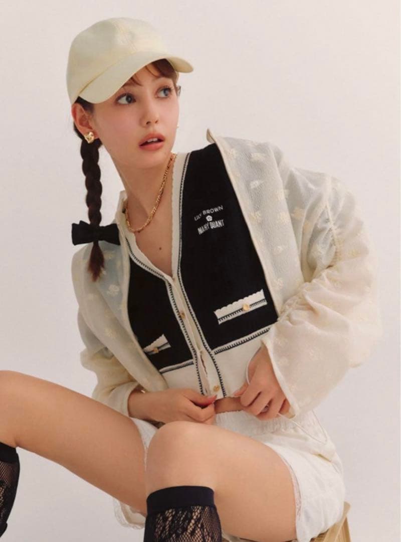 【★☆★】バイカラーパフニットカーディガンセット