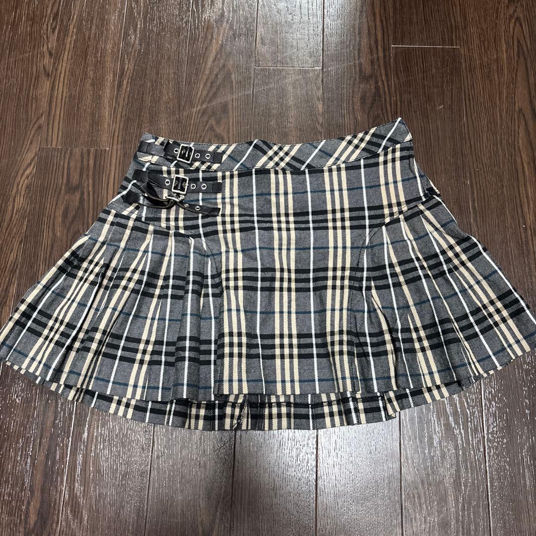 Burberry Blue labelチェック柄プリーツスカート