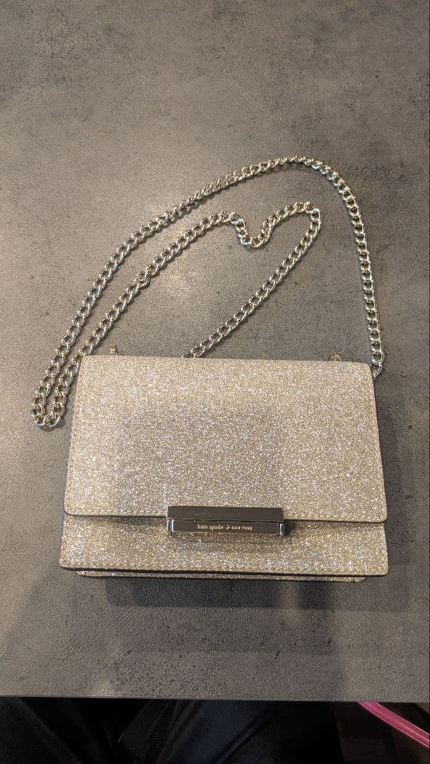 kate spade シルバー ラメ バッグ