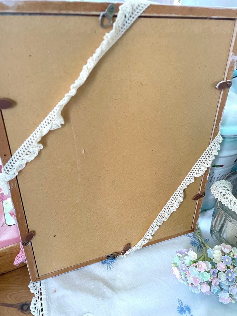 アンティークキルト＆アニマル刺繍フレーム♡ハンドメイド·͜· ♡