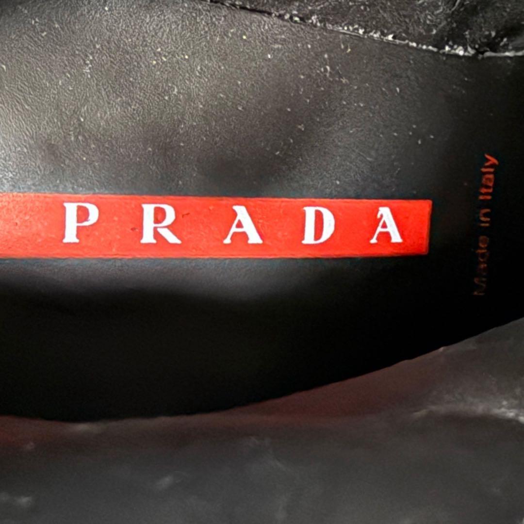 美品♡36♡23cm♡PRADA プラダ レッド ロゴ レザー ロングブーツ