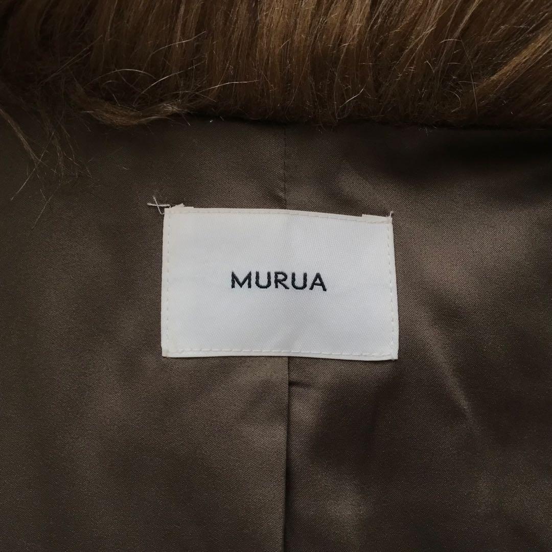 MURUA フェイクファーラインジャガードコート ブラウン
