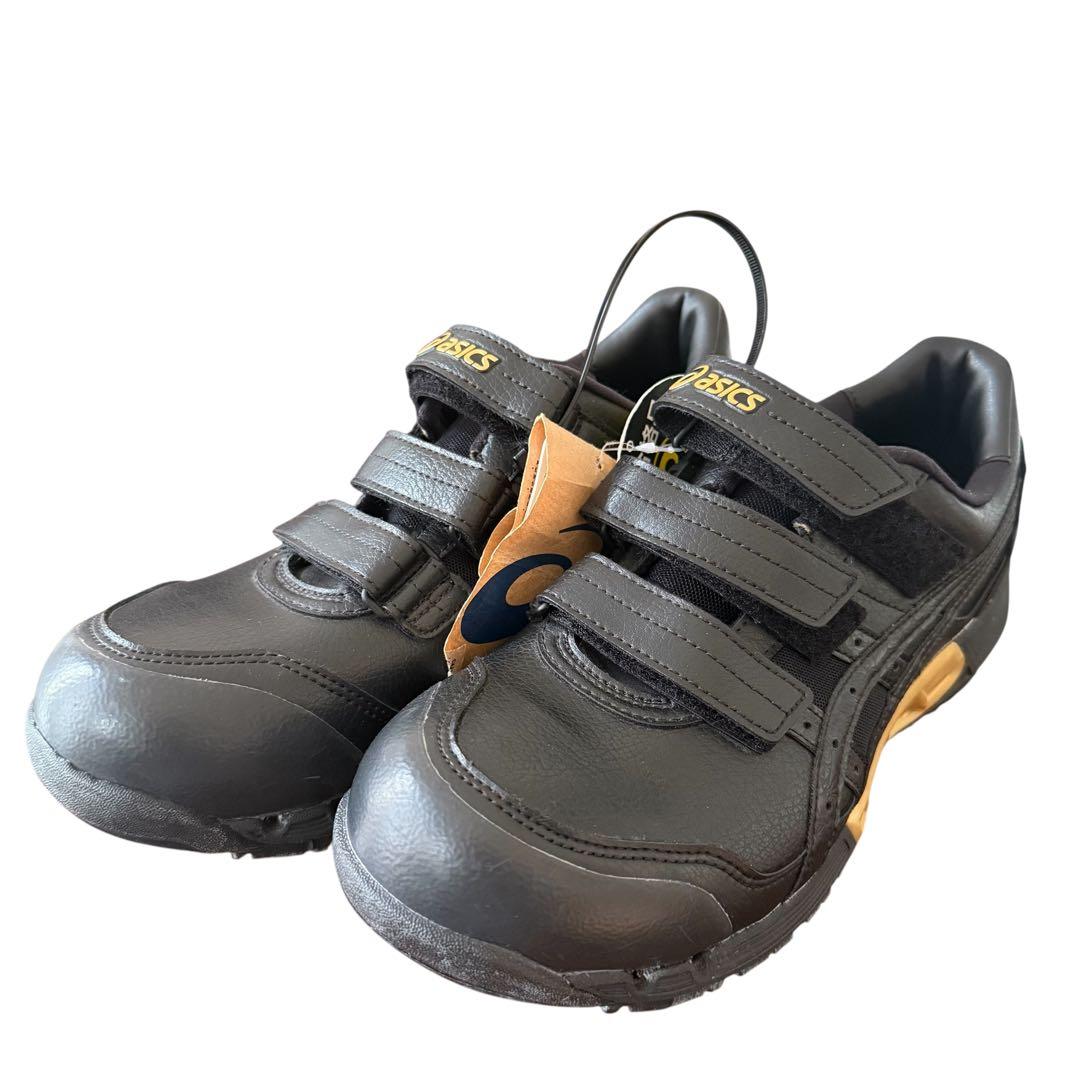 新品展示品　タグ付 asics 安全靴 25.0cm 黒 作業靴 マジックテープ