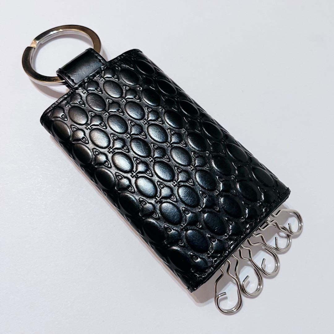 Vivienne Westwood オーブ 型押しレザー 5連キーケース 黒