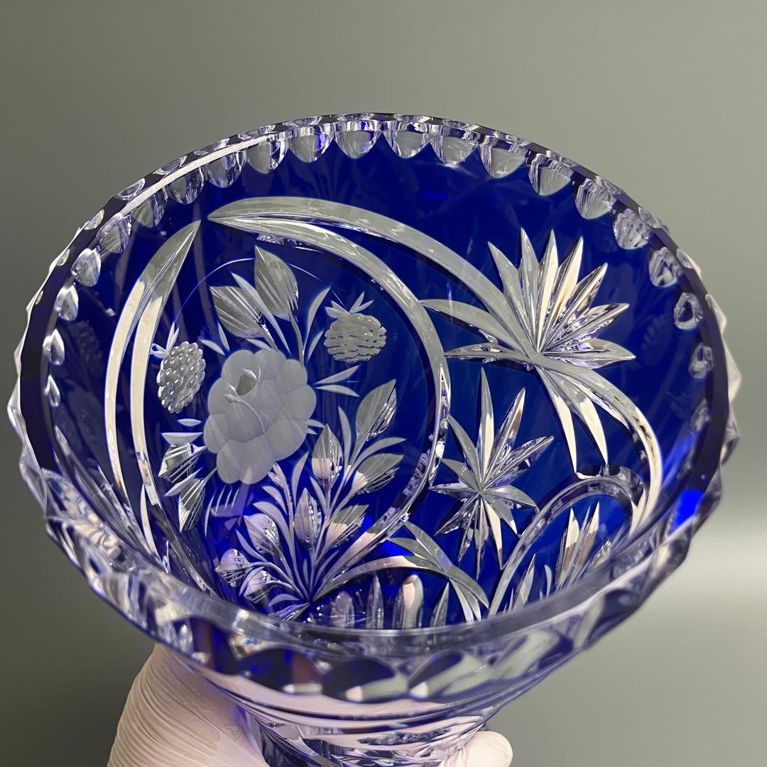 美品 ドレスデンクリスタル ガラス 花瓶 26cm フラワーベース ドイツ