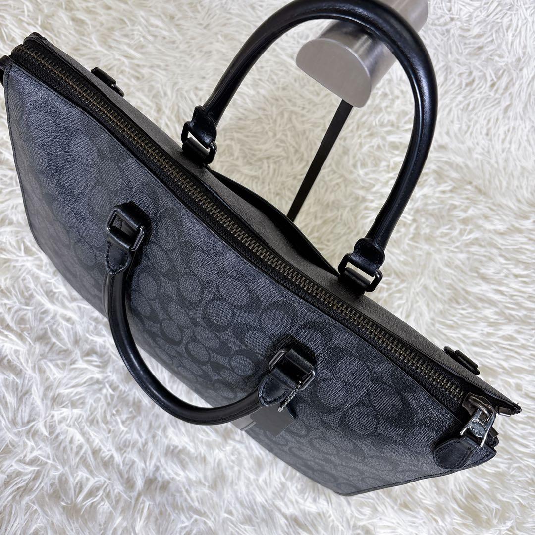 【極美品】COACH グラハム ジップブリーフ 2way ビジネスバッグ 黒