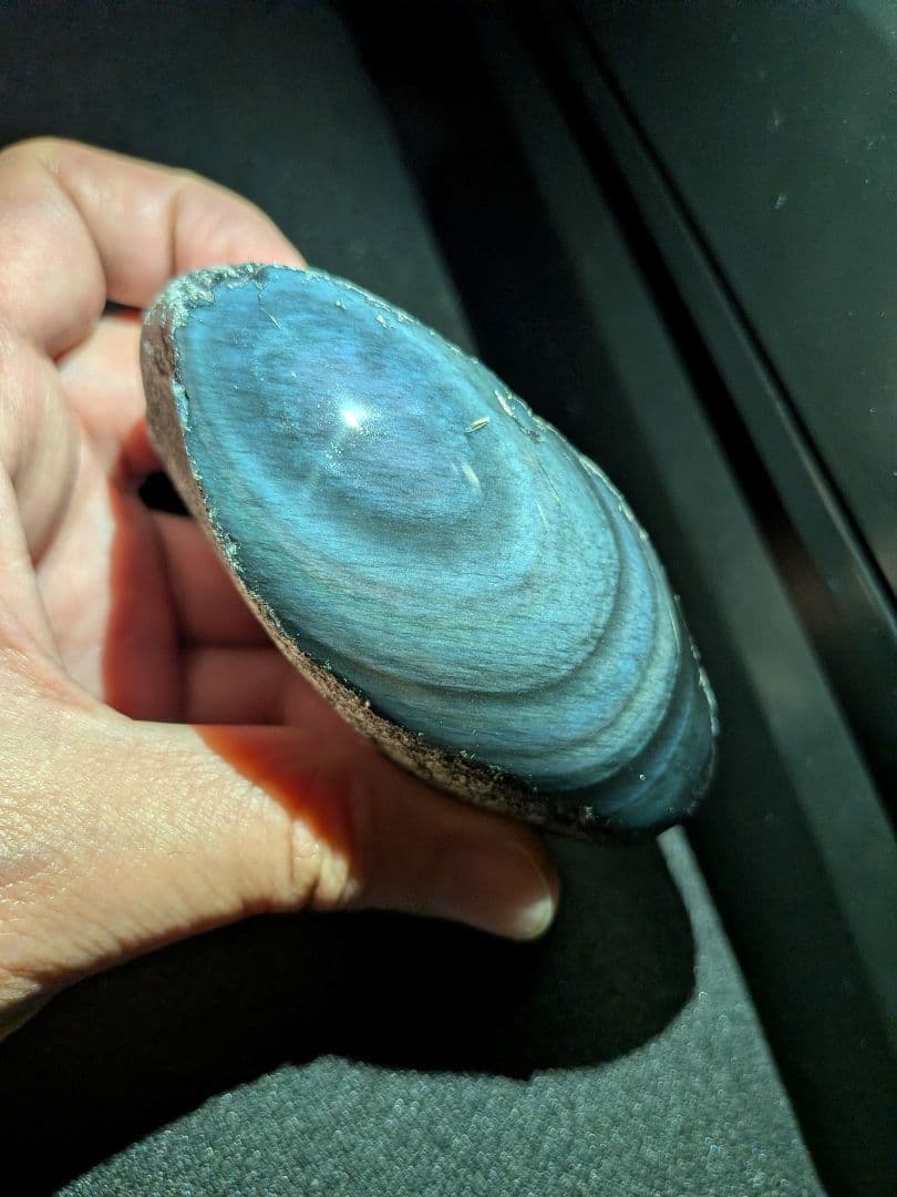 研磨品　十勝石玲瓏　複合色レインボーオブシディアン　特級品