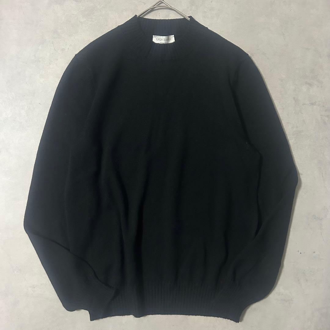 グランサッソ ニット モックネック ハイゲージ プルオーバー イタリア製 黒