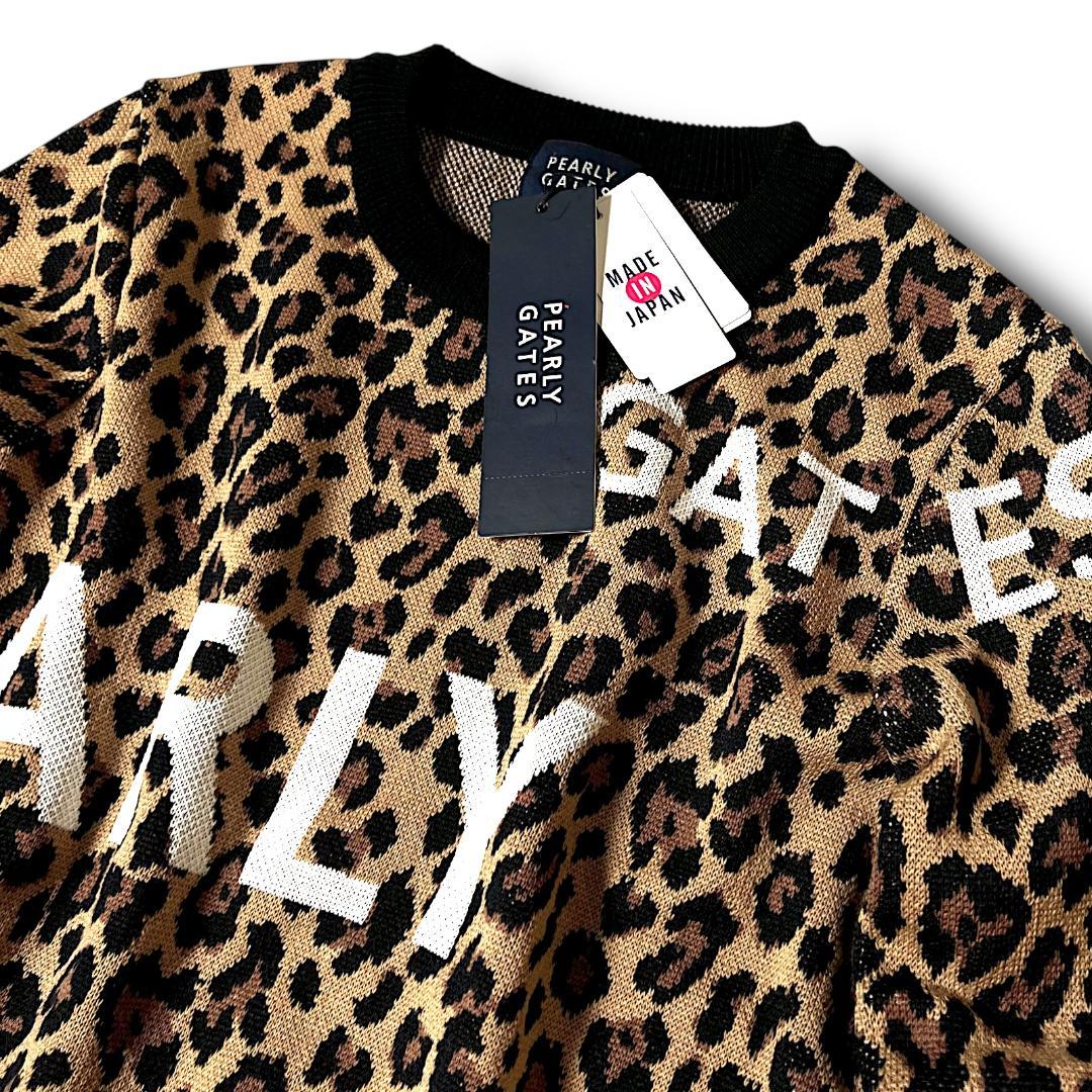 新品 0 定価37,400 パーリーゲイツ レオパードニットプルオーバー 日本製