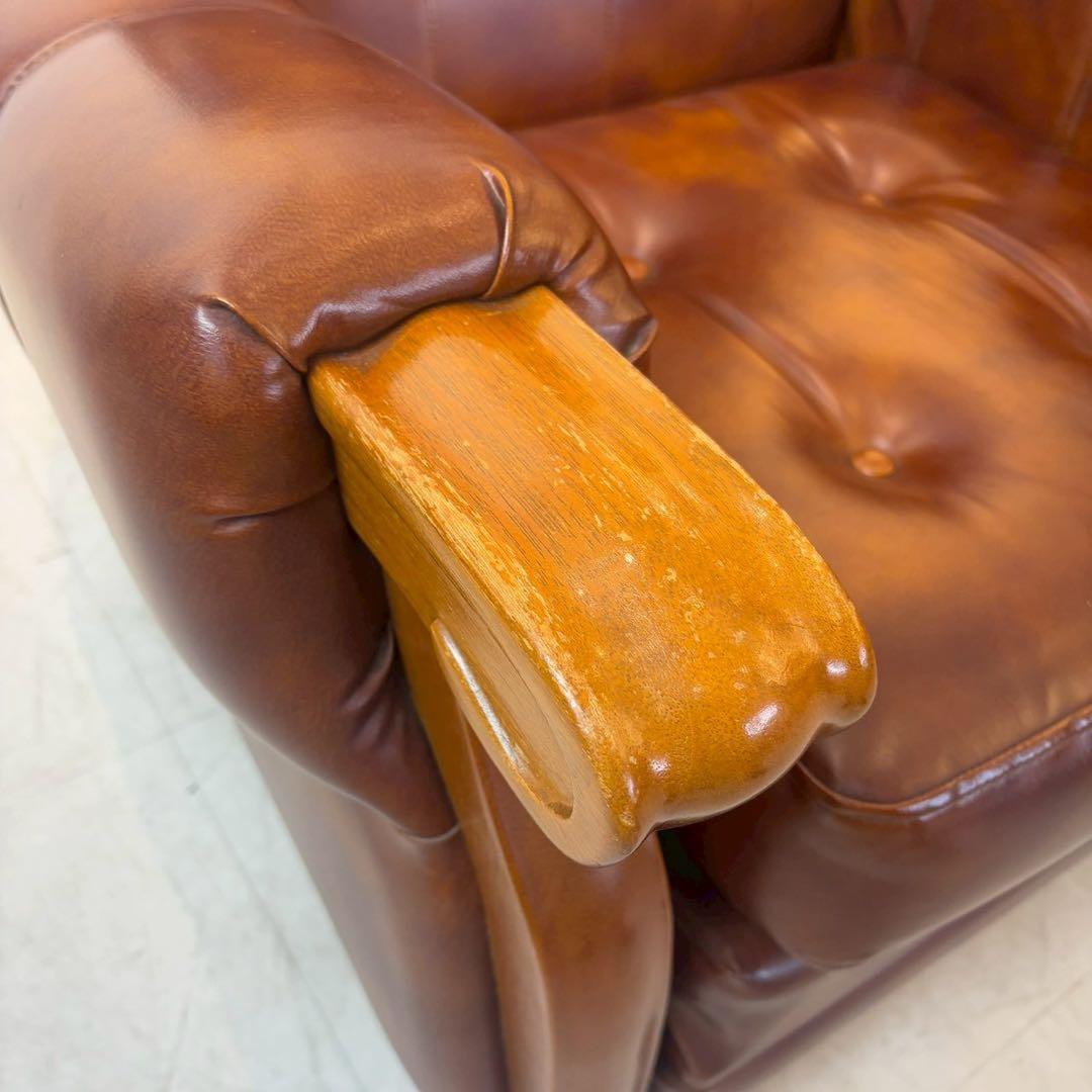 西洋アンティーク レザー 1人掛けソファ ロビーチェア 昭和レトロ 2/2