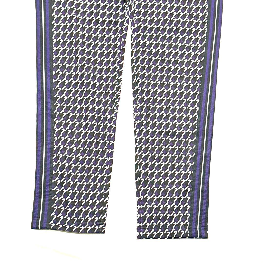 極美品 ジャックバニー 幾何学柄 パープル系 ゴルフパンツ 6サイズ