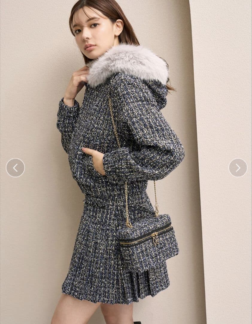 【セール価格以下】実物写真掲載 完売 SNIDEL ファー付きツイードブルゾン