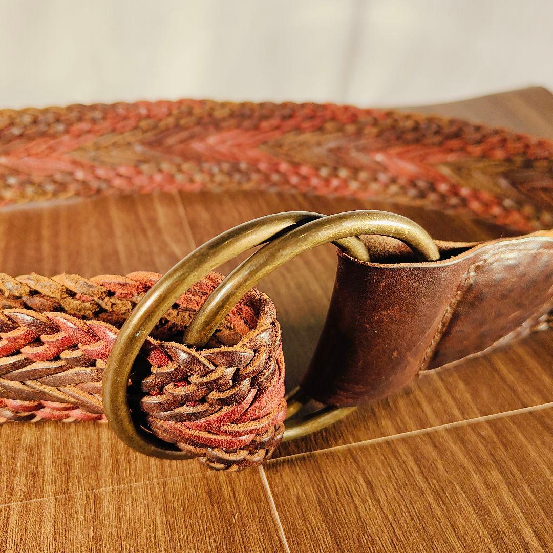 【英国製ヴィンテージ】SCAPA　高級編込みドレスベルト　ダブルリング本革ベルト