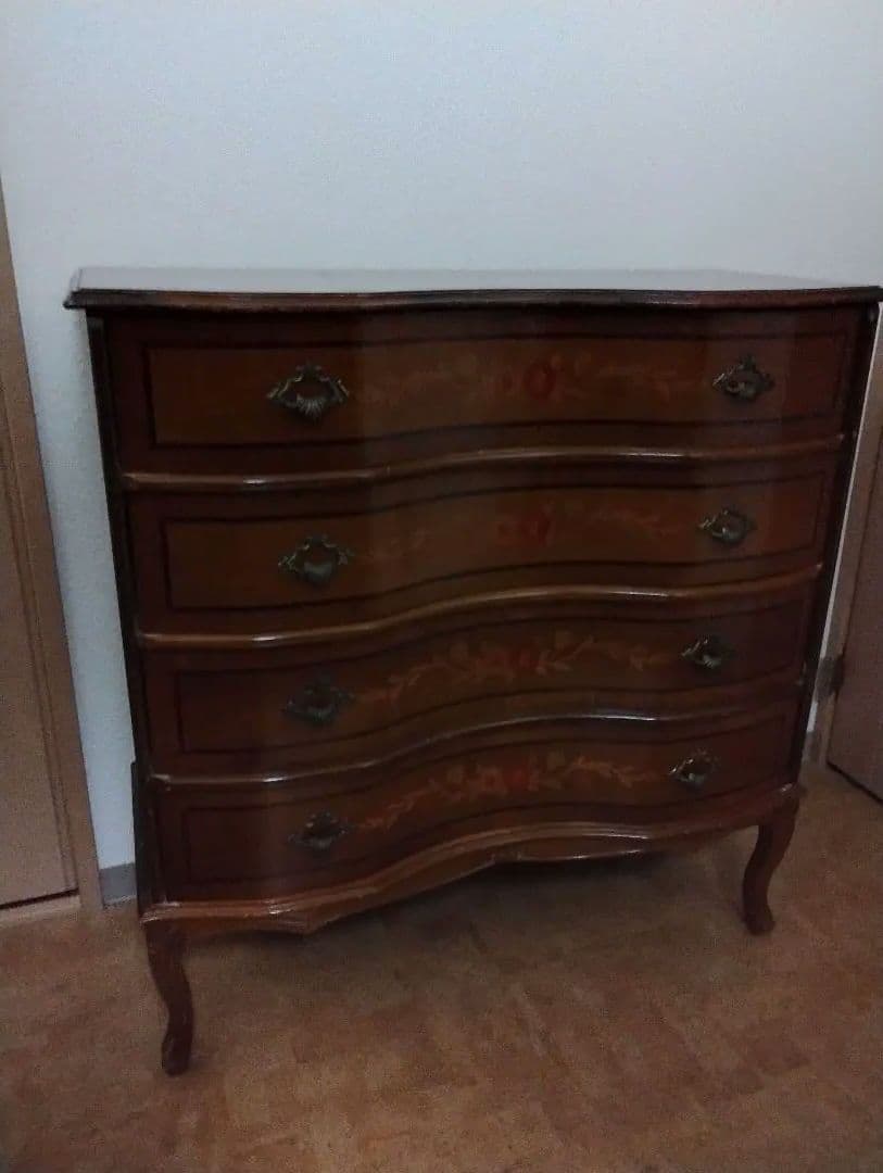 チェスト 4段 猫足 ブラウン 木目 イタリア家具 アンティーク調 ヴィンテージ