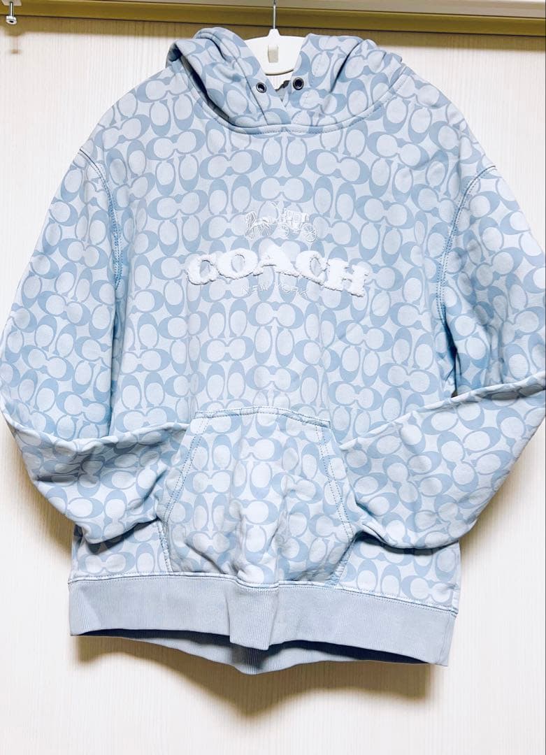 COACH 水色 フード付きパーカー