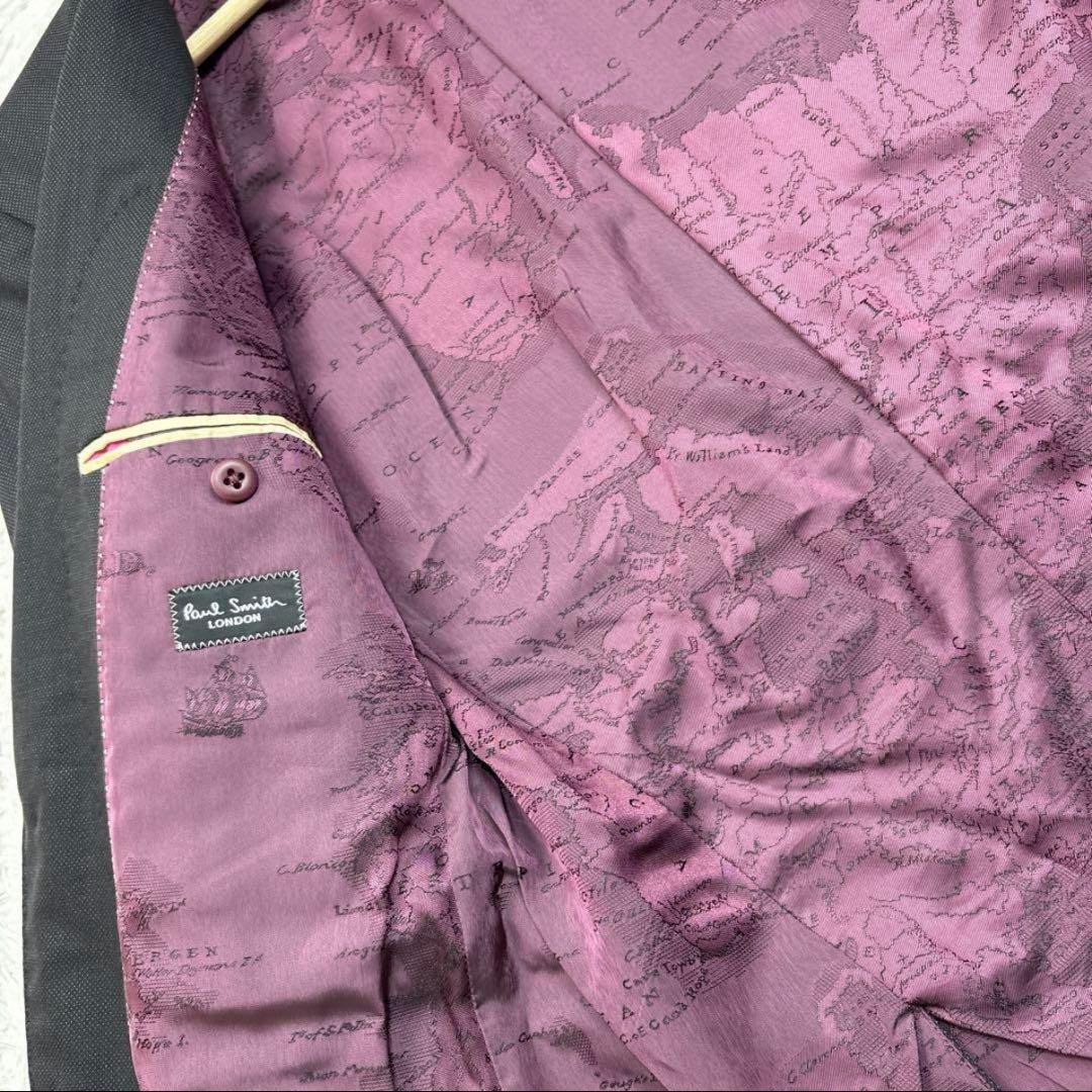 美品 ポールスミス セットアップ スーツ 総柄 地図柄 カシミヤ