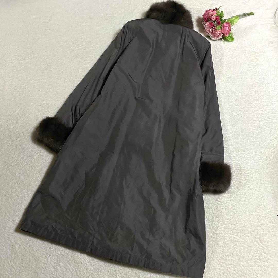 【総丈116cm】ロシアンセーブル使用 ロングコート リバーシブル サイズL
