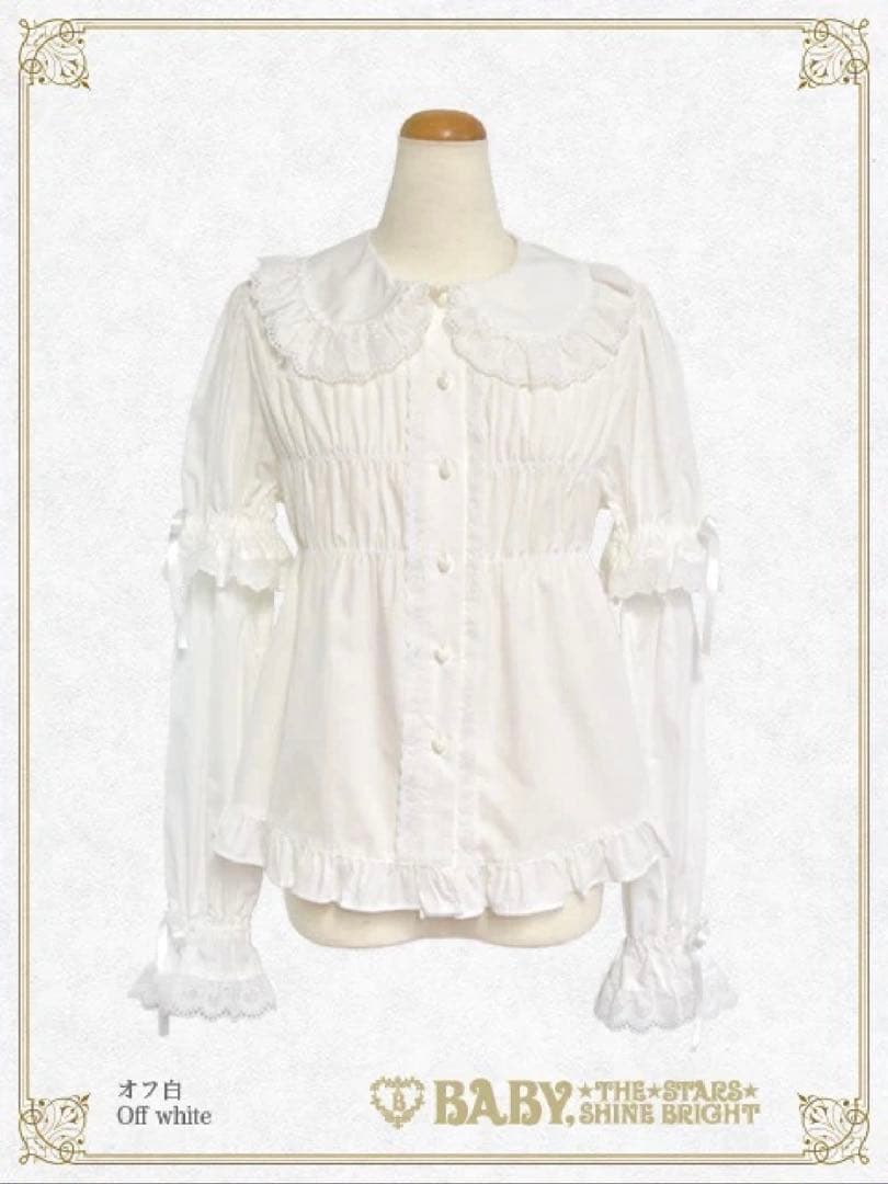 袖取り外しベビードールブラウス　オフ白
