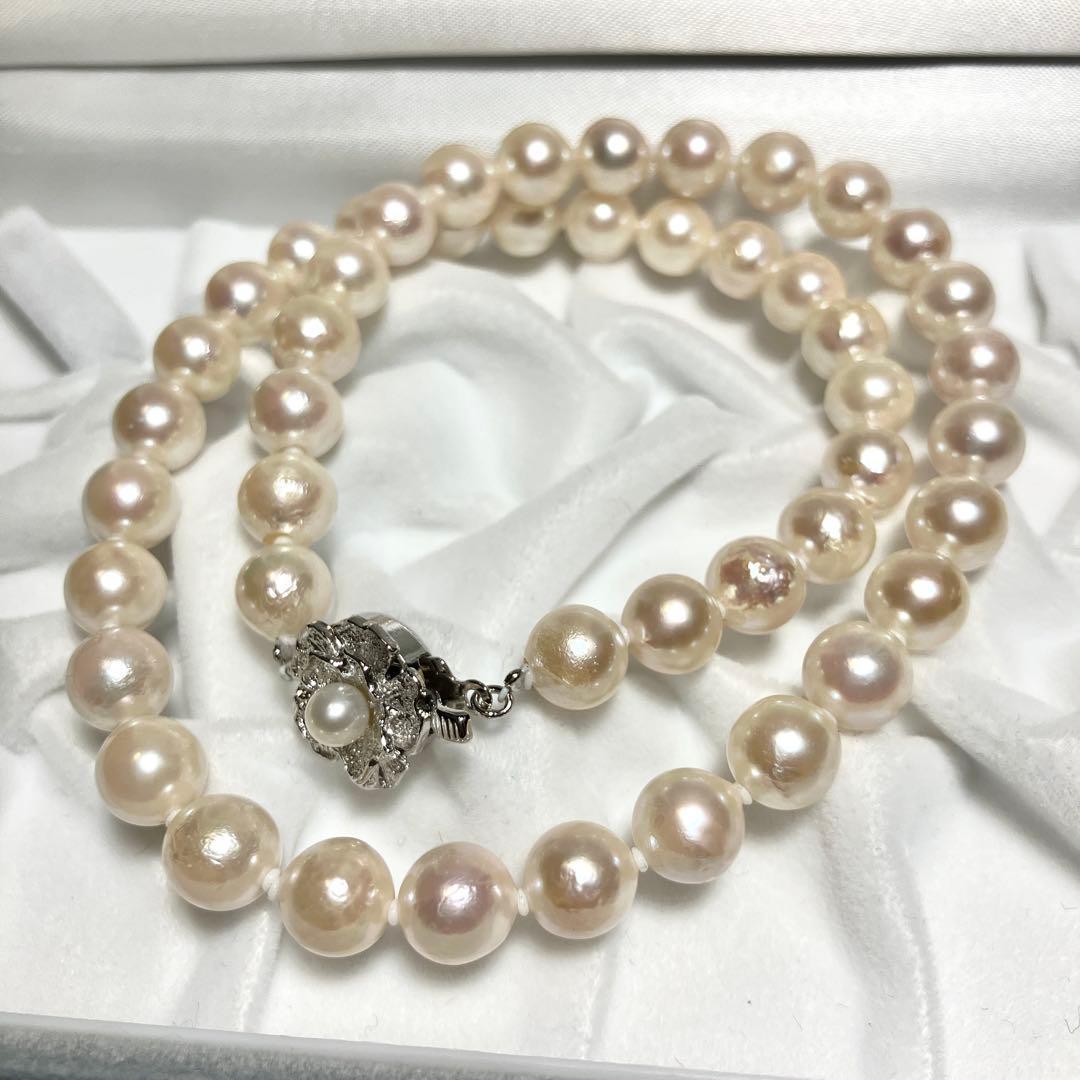 大粒✨ アコヤ真珠 パール ネックレス ナチュラル ホワイト 7.9-8.4mm