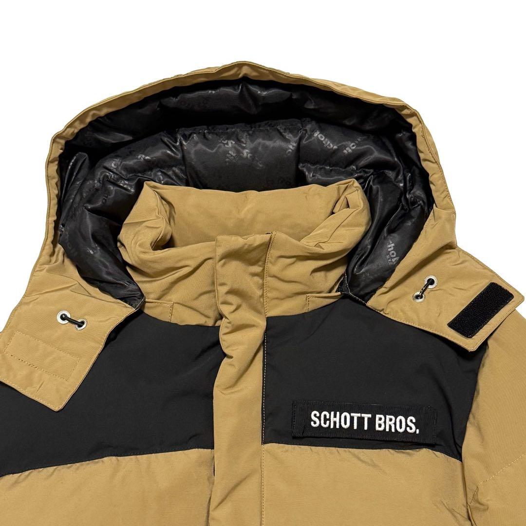 【美品】 SCHOTT BROS ダウンジャケット 肉厚 刺繍 ロゴ総柄 L相当