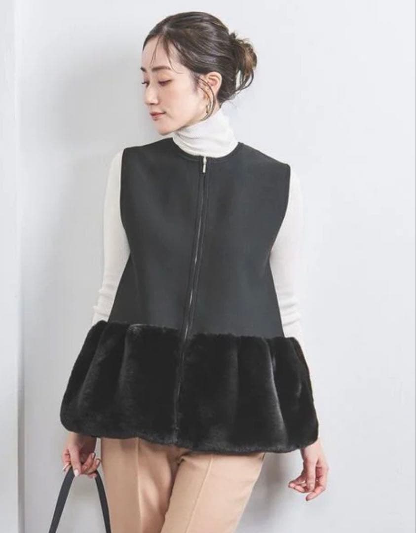 ユナイテッドアローズ　フェイク ファー コンビ ベスト　即完売品