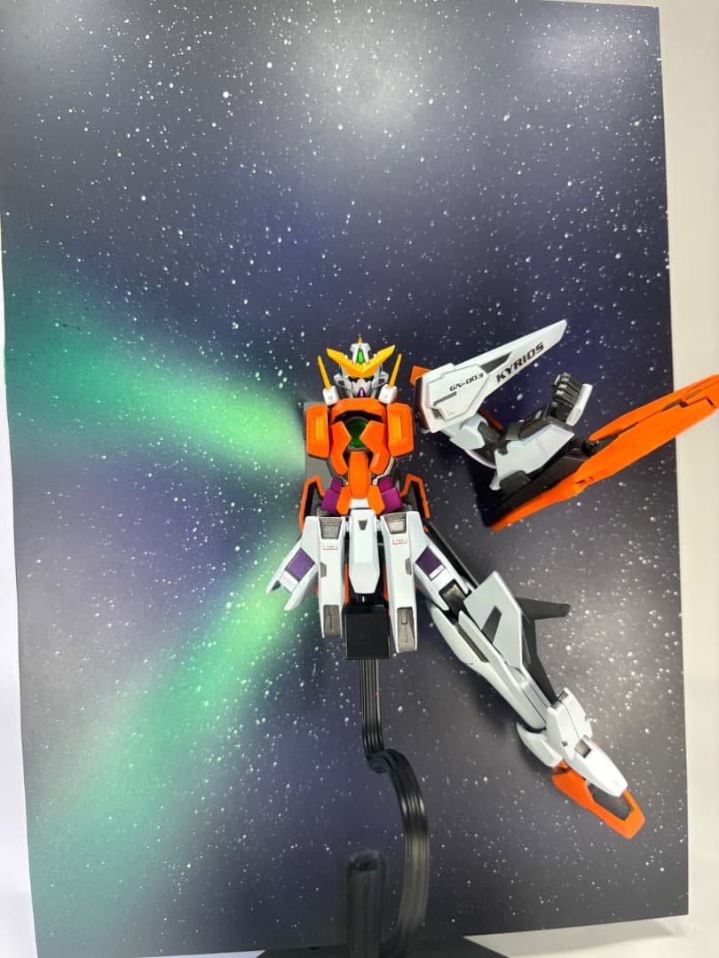 【全塗装完成品】HG 1/144 メタルロボット魂風 ガンダムキュリオス背景付き