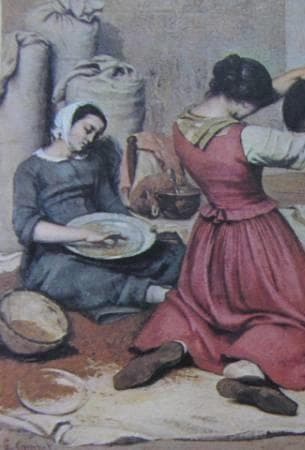 ギュスターヴ・クールベ、【麦を篩にかける女たち】、希少な額装用画集より