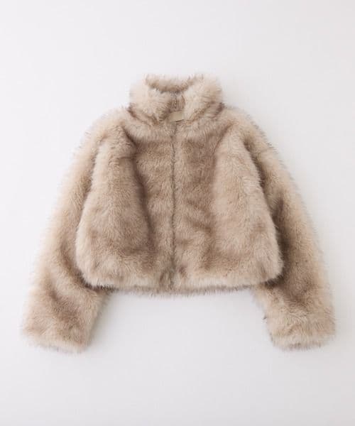 フェイクファーショートコート ベージュ