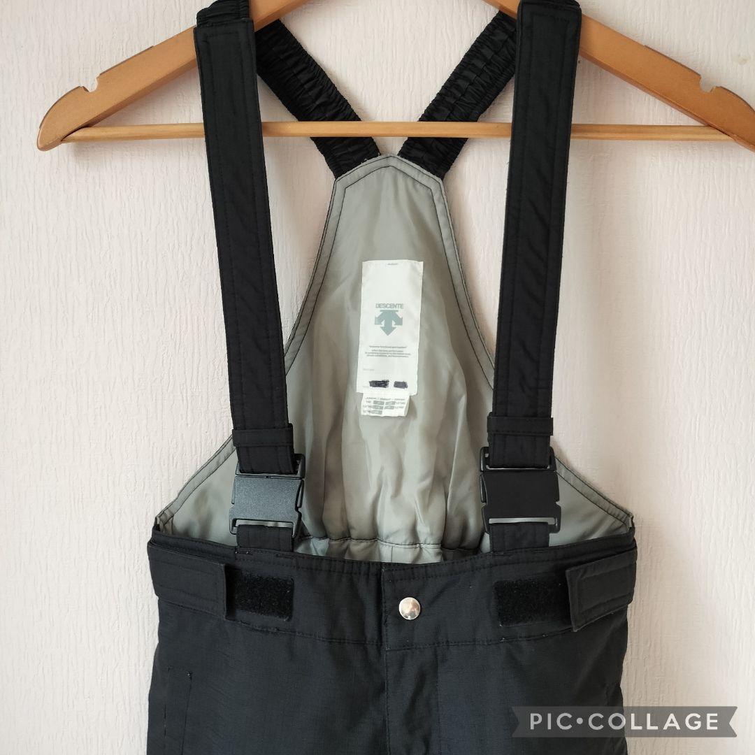 【美品】デサント スキーウェアガールズ 上下 140 ピンク×ブラック 結晶柄