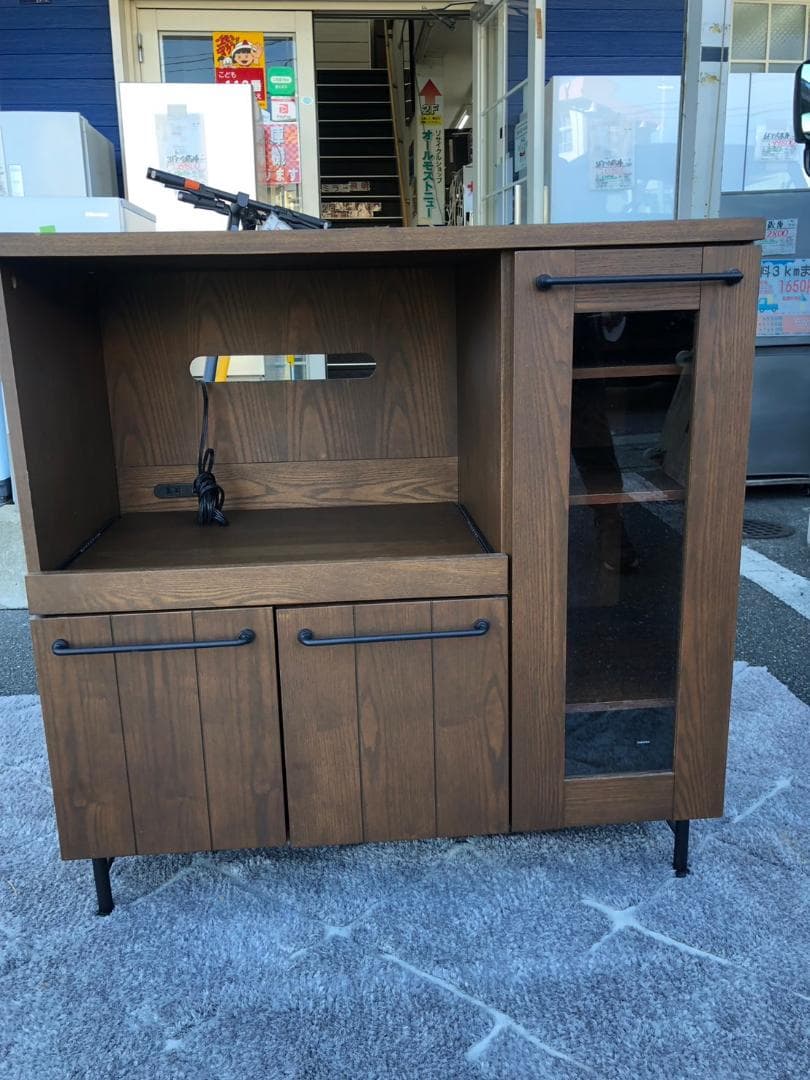 【bk】食器棚 LOWYA ガラスドア付き レンジボード