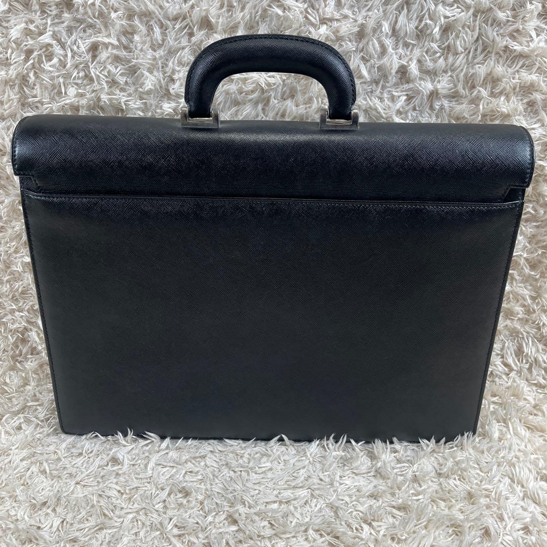バーバリー ビジネスバッグ ブリーフケース サフィアーノ レザー A4 ブラック