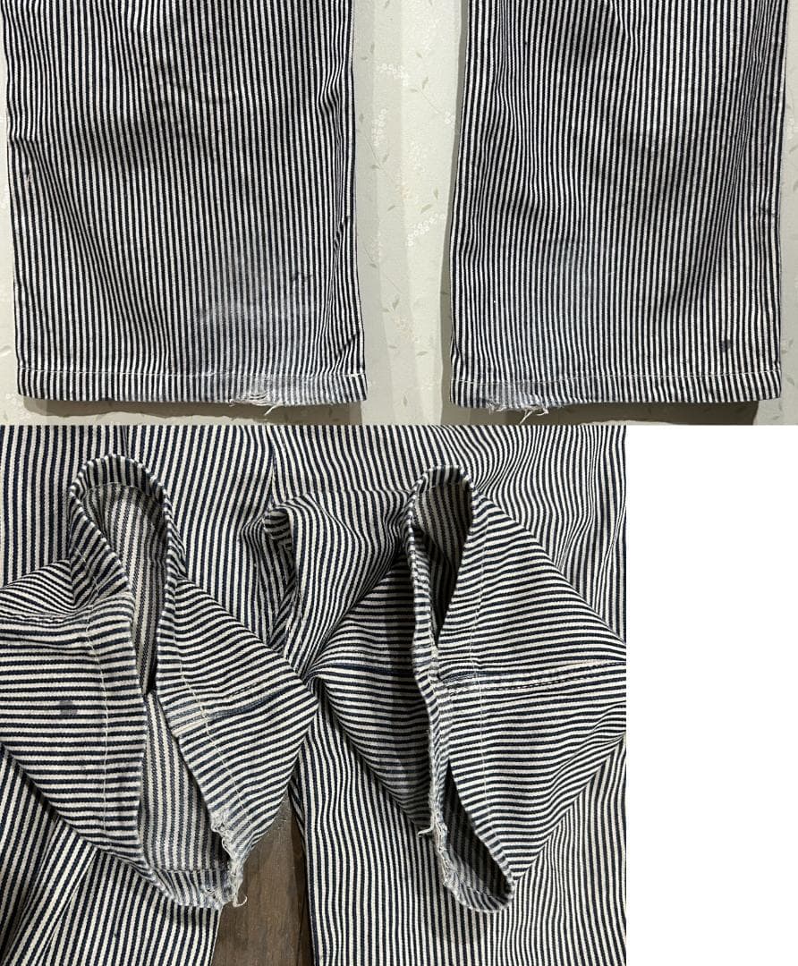 ＊バンソン VANSON バック刺繍 ヒッコリー つなぎ オールインワン XXL