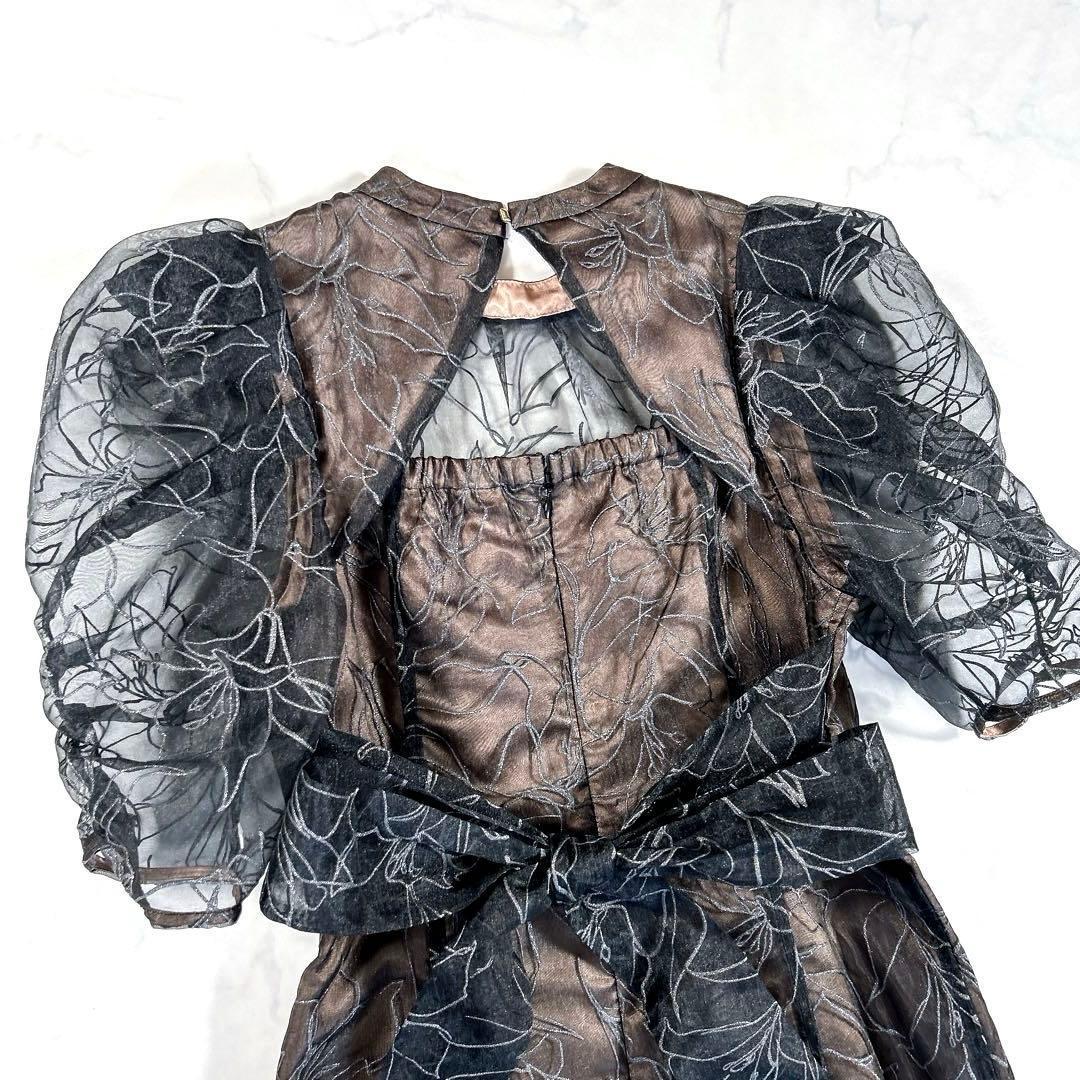 LILY BROWN　エンボスオーガンジーLilyグリッタードレス　ブラック　0